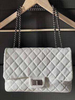 Chanel 2.55 Reissue 227 Jumbo Single Flap – White Caviar RHW (2008) Vintage Rare
